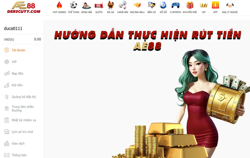 Hướng dẫn rút tiền trên AE88