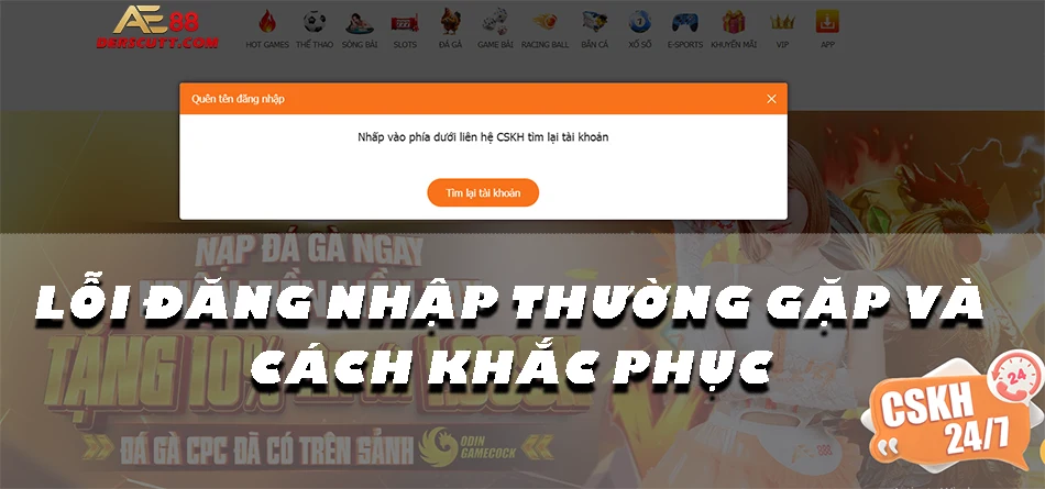 Lỗi đăng nhập và cách khắc phục sự cố